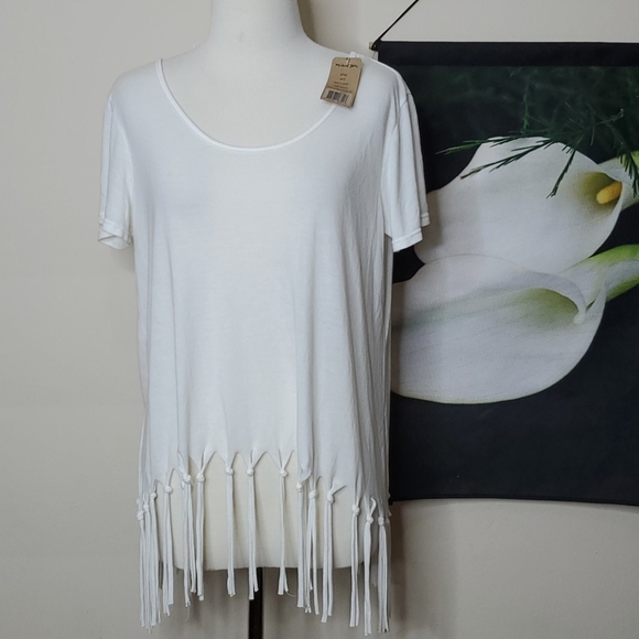 NWT Michael Stars Fringe Hem Brixton Jersey Top - Picture 1 of 6